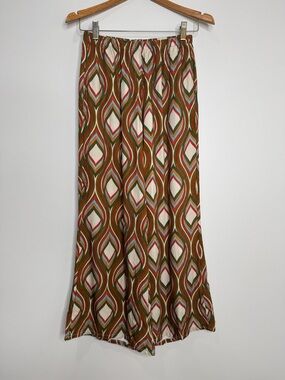 Bryn Walker Viscose Retro Boho Geometric Patterned Wide Leg Elastic Pants XS